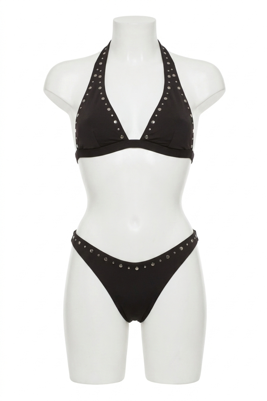 NEW STAUD dana bikini bottom in espresso studs